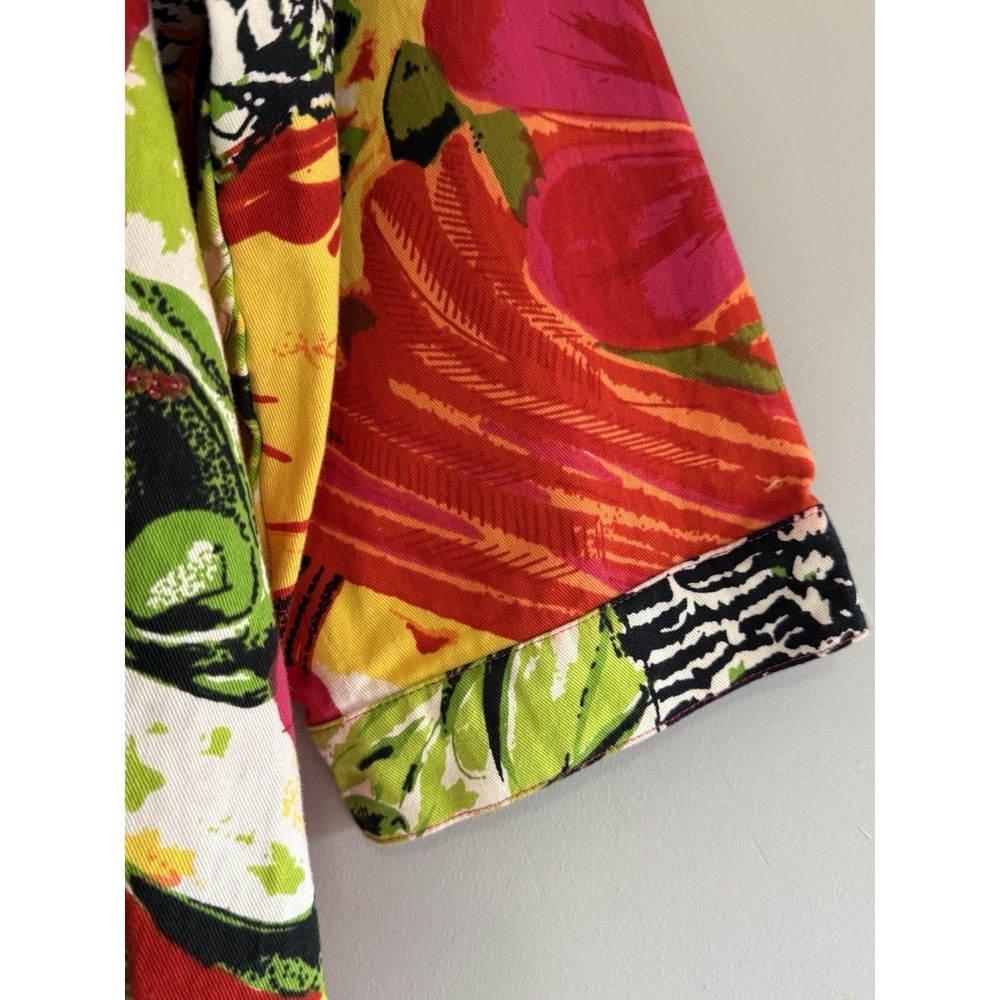 Choices Patchwork Jacket‎ Top Cardigan Floral Tropical Sequin Zebra Button Large - Picture 7 of 16